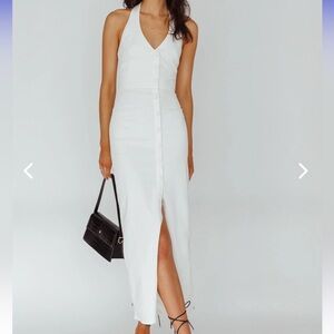 NWT RENITA HALTERNECK BUTTON MAXI DRESS WHITE